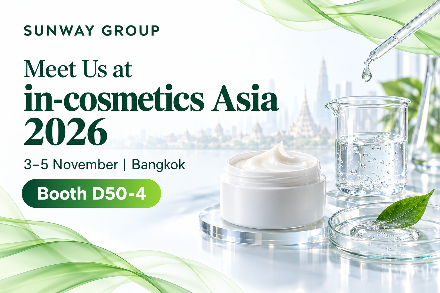 in-cosmetics Asia 2026에서 SUNWAY를 만나보세요 — 부스 D50-4